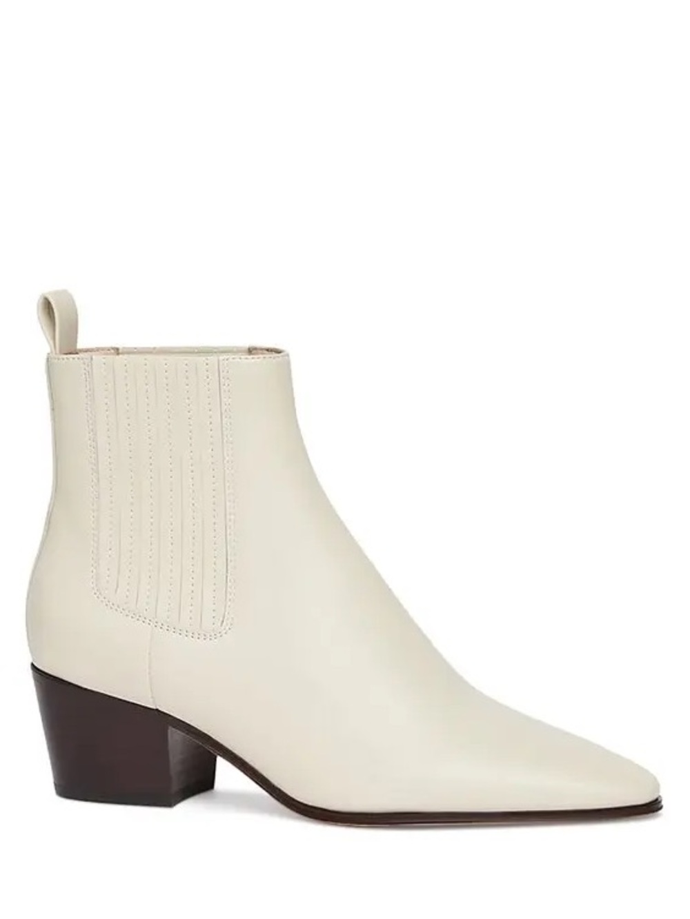 PAIGE Ivory Leather Ryan Pointed Toe Block Heeel Ankle Boot